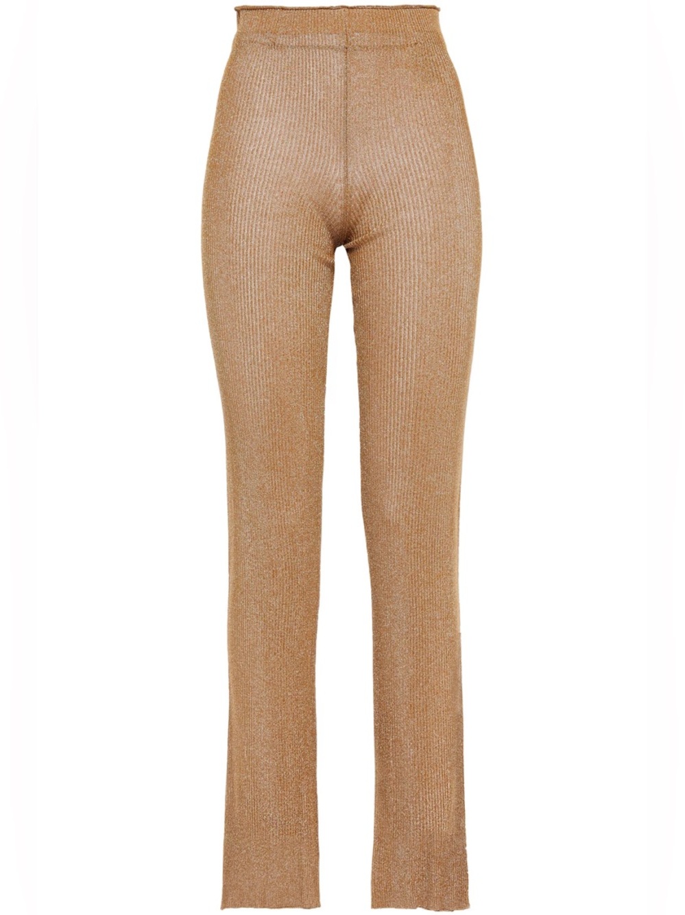 ACNE STUDIOS Metallic ribbed-knit flared pants Light brown XS Original Price$420